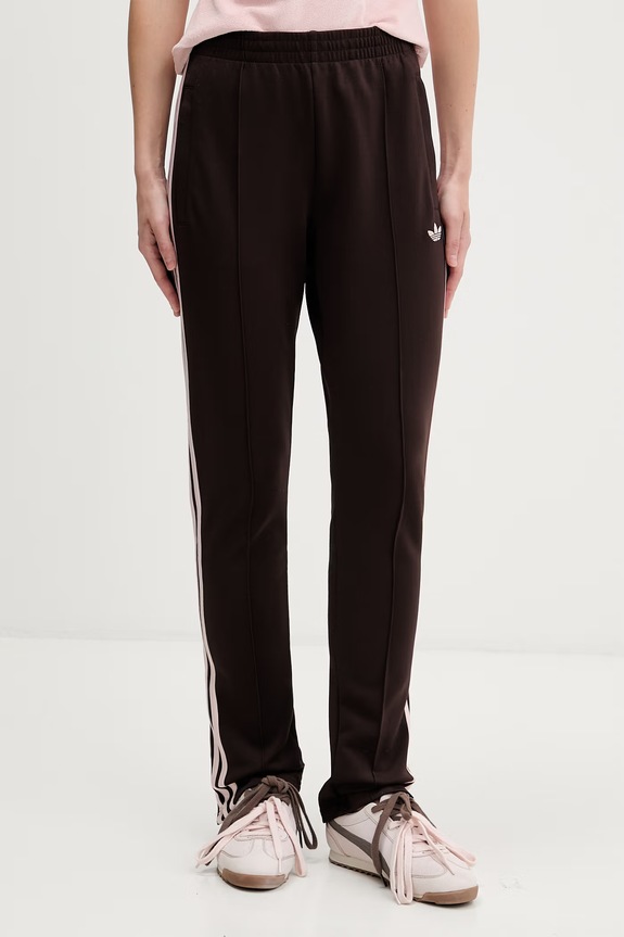 adidas Originals pantaloni de trening pentru femei, cu bumbac maro KD3790