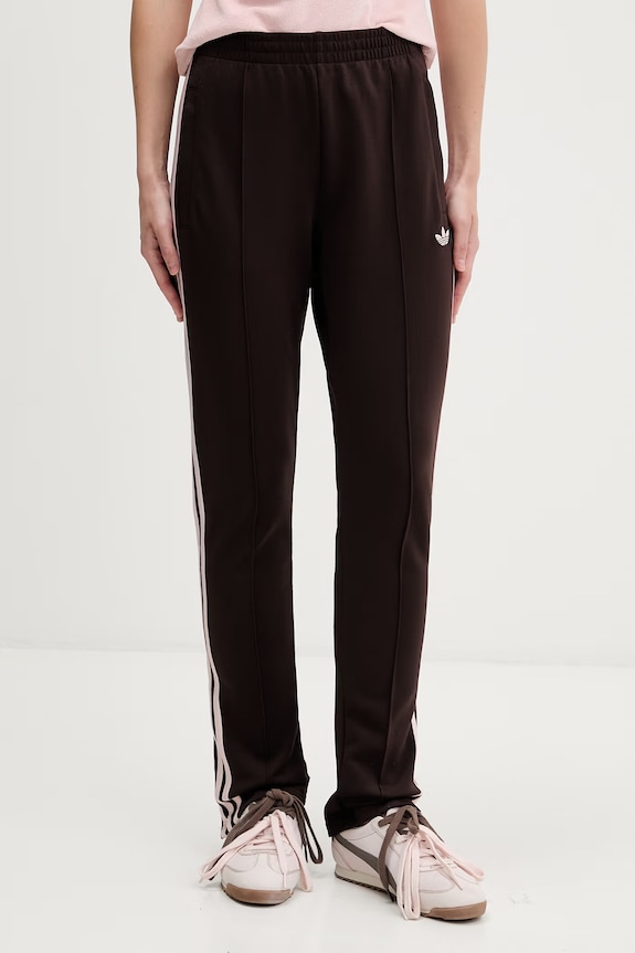 adidas Originals pantaloni de trening pentru femei, cu bumbac maro KD3790