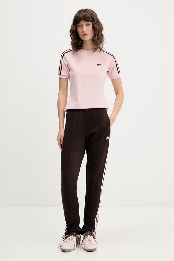 adidas Originals pantaloni de trening pentru femei, cu bumbac KD3790 maro SS26