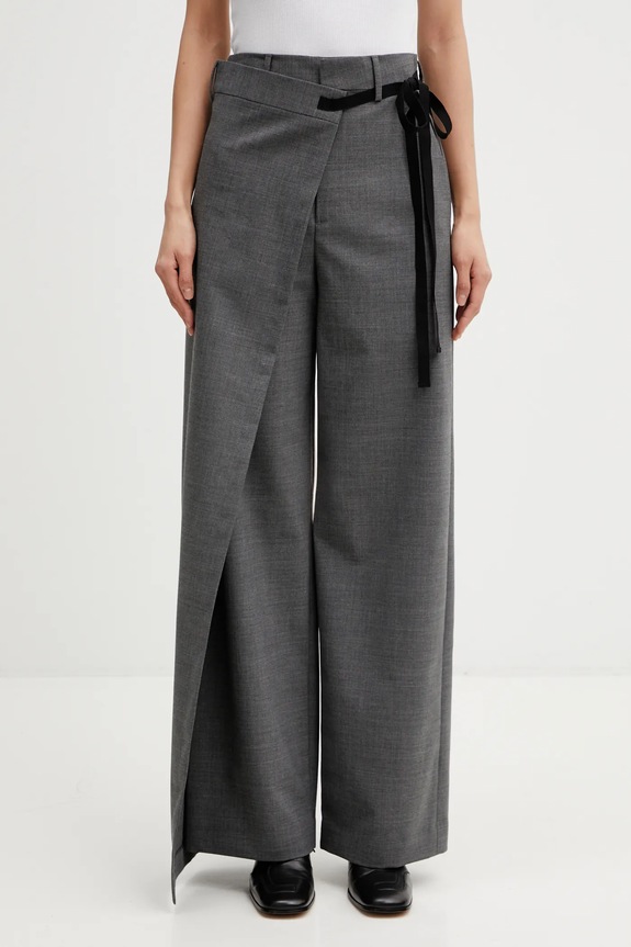 Hlače s dodatkom vune MM6 Maison Margiela široki siva S52KA0518.M35733.860M