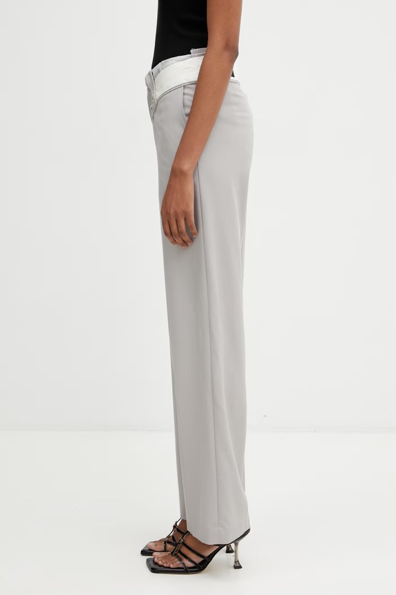 MM6 Maison Margiela панталон с вълна дамски S52KA0559.M35436.858 сив SS26