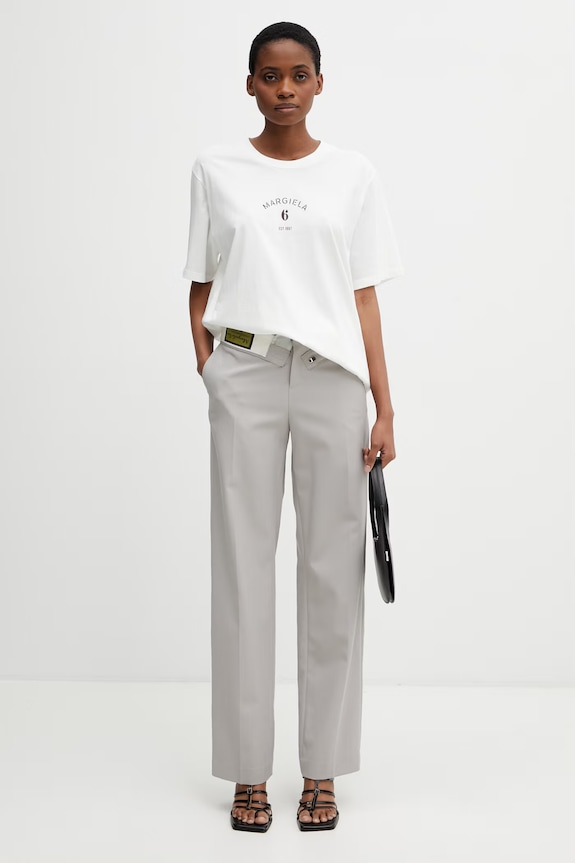 MM6 Maison Margiela панталон с вълна дамски S52KA0559.M35436.858 сив