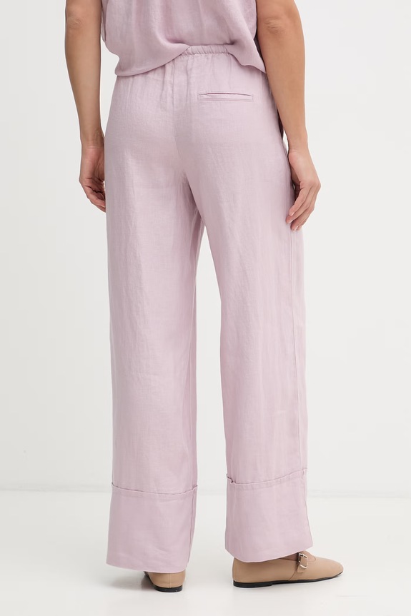 Ρούχα United Colors of Benetton Παντελόνι γυναικείο λινό 4AGHDF0BF ροζ