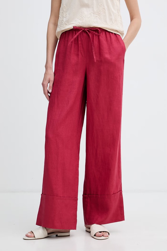 United Colors of Benetton брюки женские из льна бордо 4AGHDF0BF