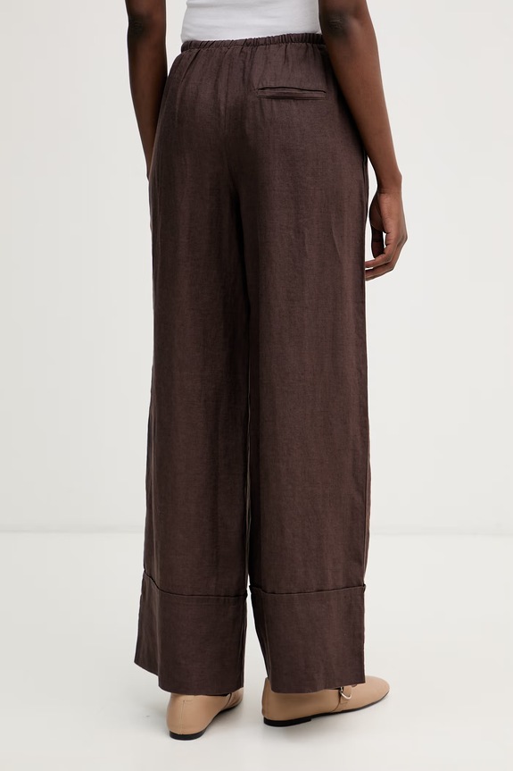 Abbigliamento United Colors of Benetton pantaloni da donna in lino 4AGHDF0BF marrone