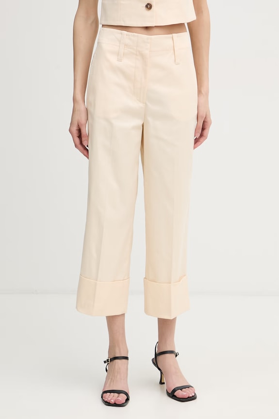 United Colors of Benetton nohavice chinos dámske bavlnené béžová 49YYDF0BD