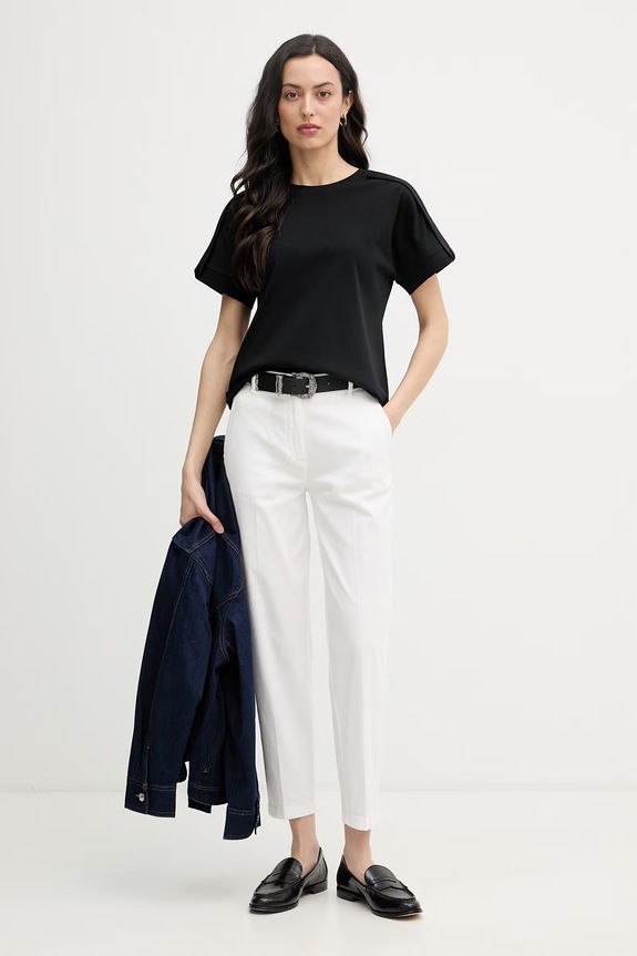 United Colors of Benetton nohavice dámske bavlnené s elastanom 4CDRDF0AV biela SS26