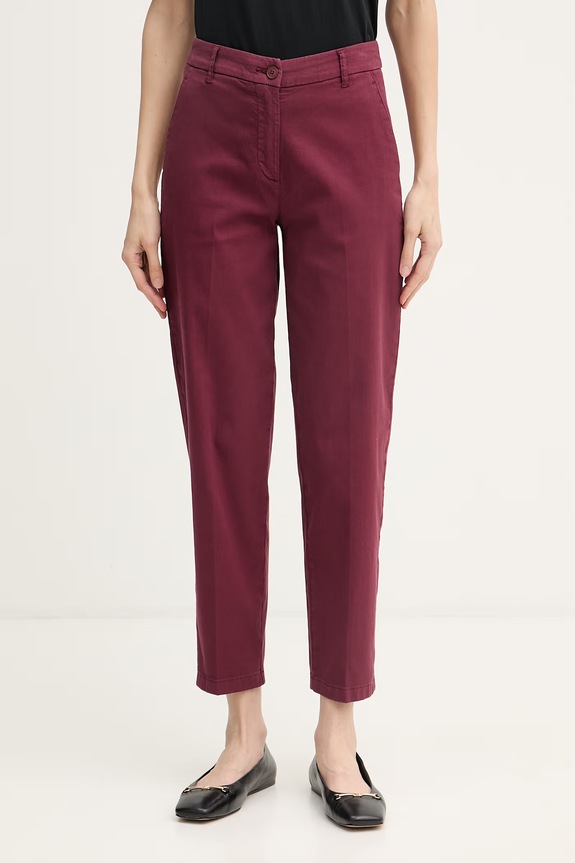 United Colors of Benetton nohavice dámske bavlnené s elastanom burgundské 4CDRDF0AV