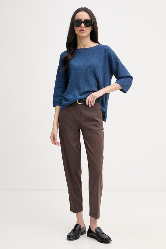 United Colors of Benetton nohavice dámske bavlnené s elastanom 4CDRDF0AV hnedá SS26