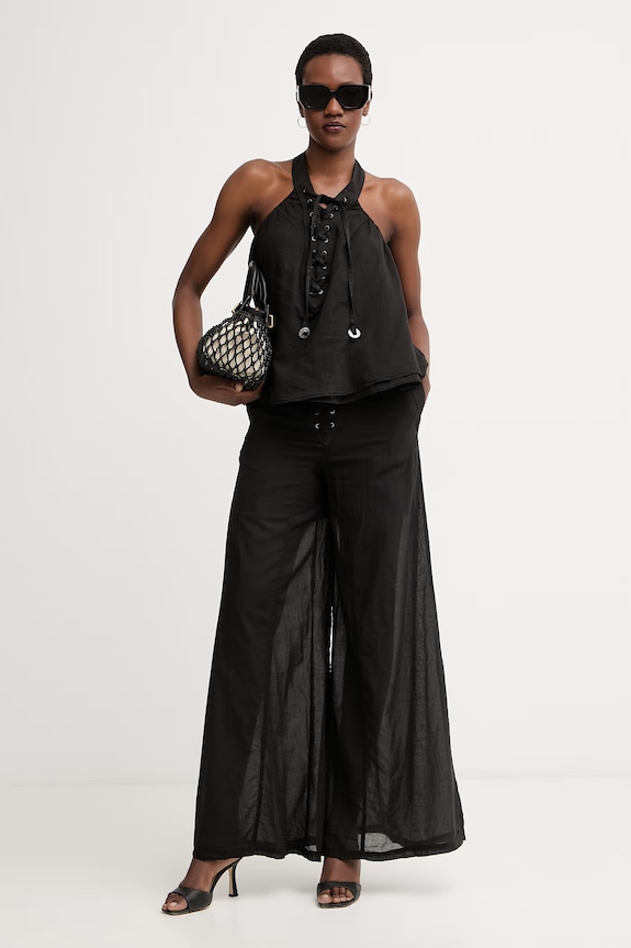 Pinko pantaloni pentru femei, din bumbac 106947.A3AX negru SS26