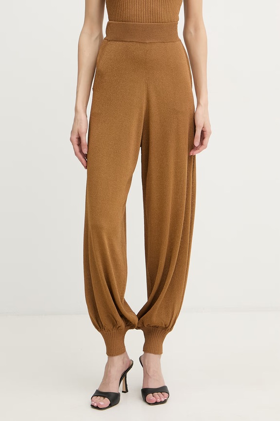Pinko pantaloni pentru femei, cu vâscoză maro 106882.A3BD