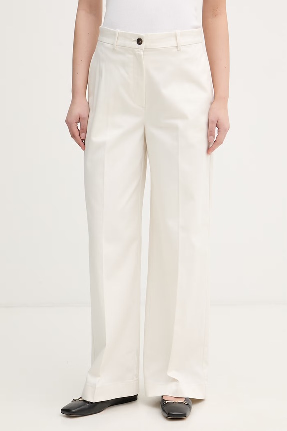 Calvin Klein Jeans nohavice dámske bavlnené s elastanom béžová LV047F621G