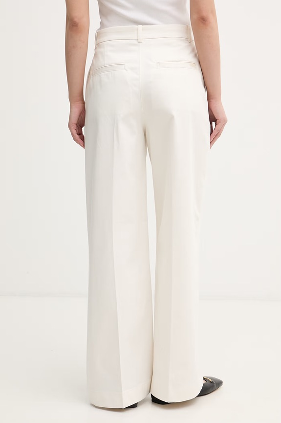 Oblečenie Calvin Klein Jeans nohavice dámske bavlnené s elastanom LV047F621G béžová