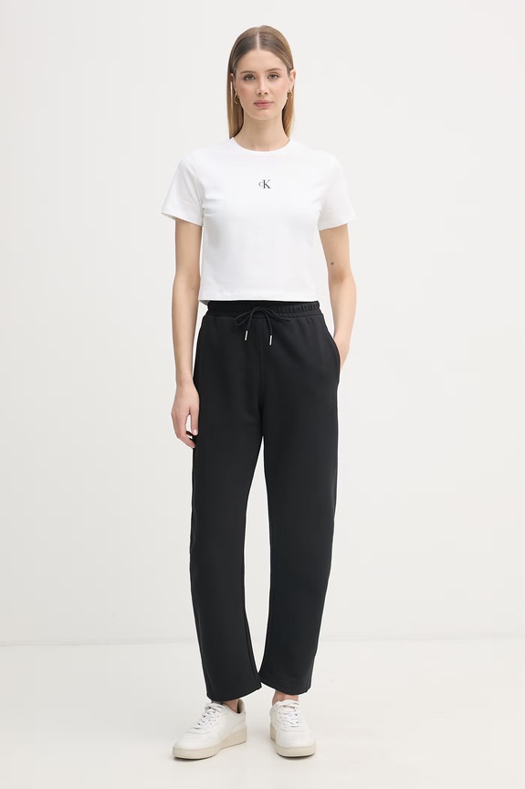 Calvin Klein Jeans spodnie dresowe damskie bawełniane LV047F210G czarny SS26