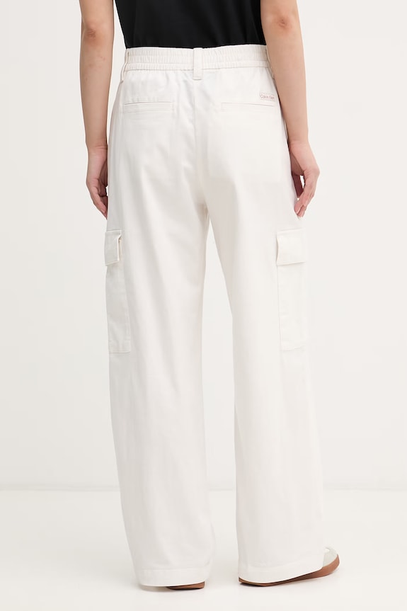 Oblečenie Calvin Klein Jeans nohavice dámske s bavlnou LV047F623G béžová