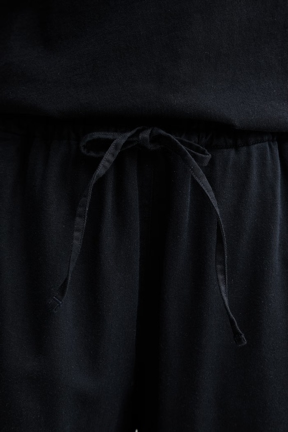 Marc O'Polo spodnie wide leg damskie z dodatkiem lnu granatowy 5000013133