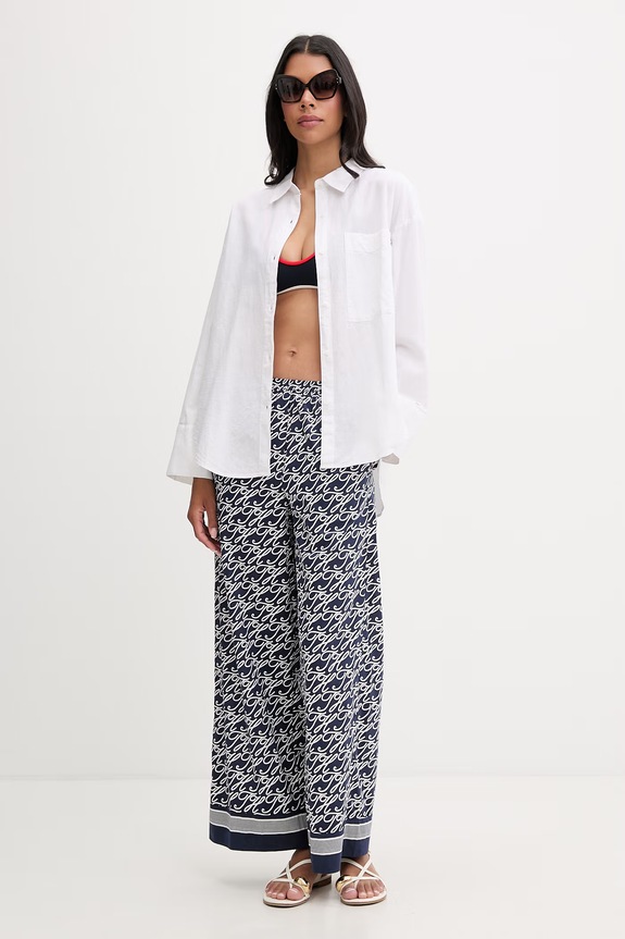 Tommy Hilfiger plažne hlače ženske SUMMER WW0WW49560 mornarsko modra SS26