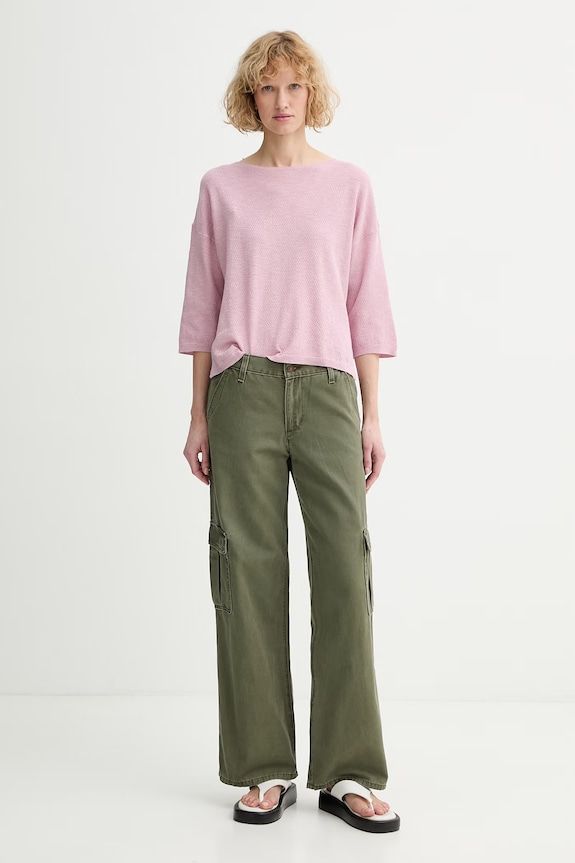 Levi's pantaloni cargo pentru femei, din bumbac SUPERLOW LOOSE CARGO ND 005FX.0000 verde SS26