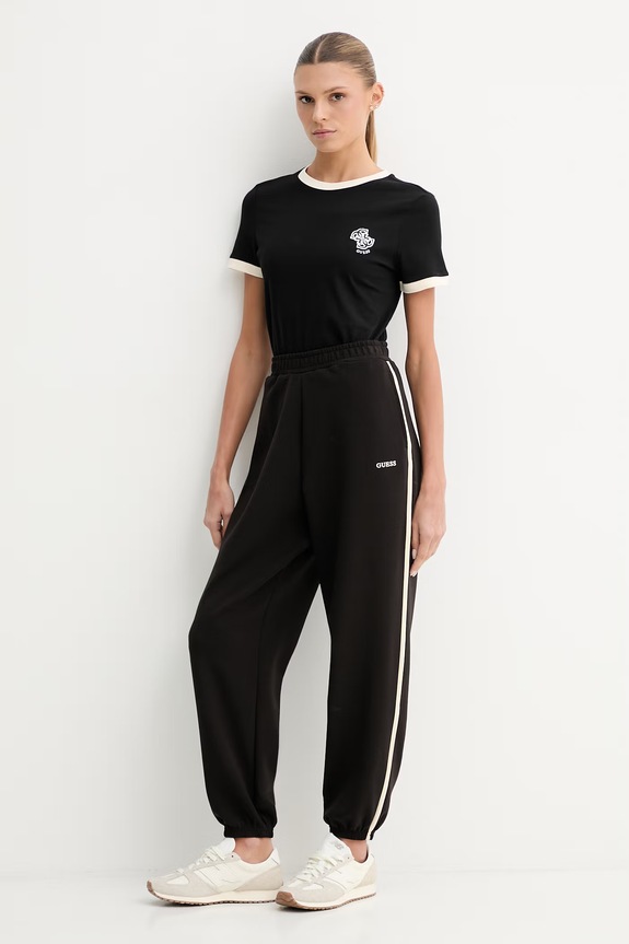 Guess spodnie dresowe damskie JASMINE V6GB02.K2915 czarny SS26
