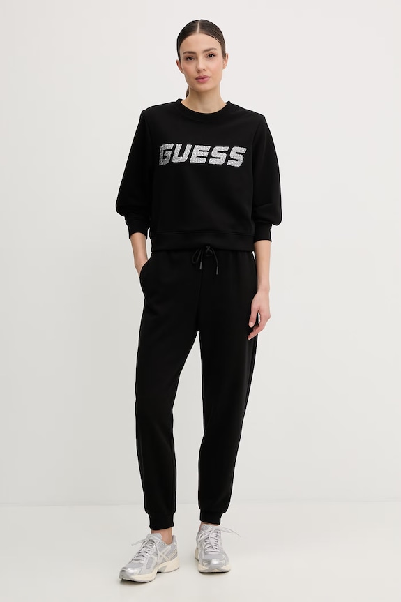 Guess spodnie dresowe damskie z bawełną SILVY V6GB11.K3095 czarny SS26