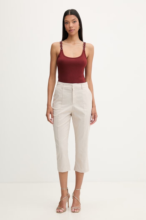 Guess capri hlače za žene s viskozom CHRISSY W6GB24.W2097 bež SS26