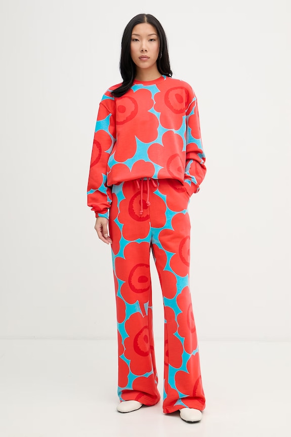 Marimekko pantaloni de trening pentru femei, din bumbac 095071 rosu SS26