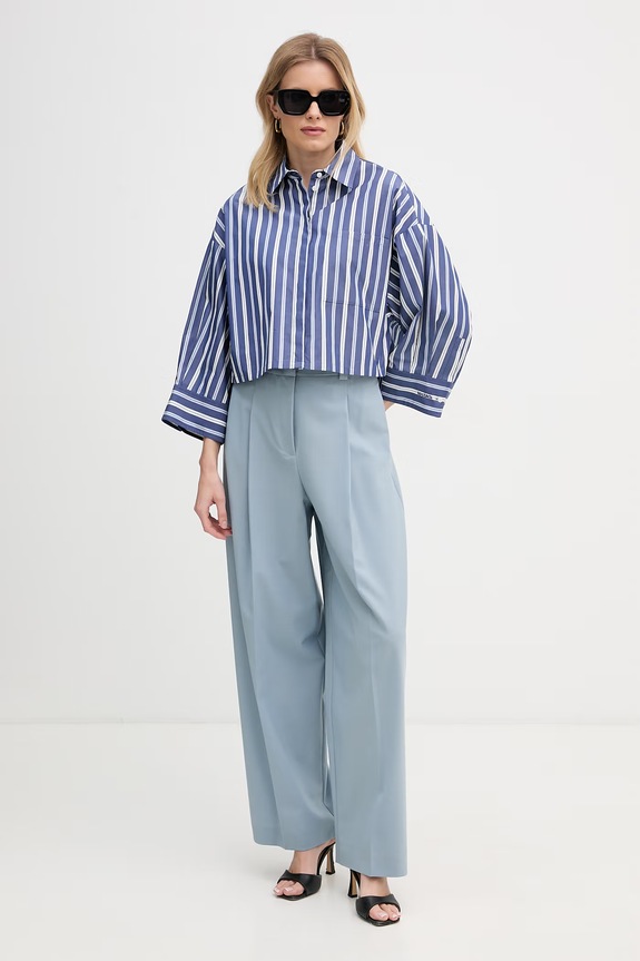 Max&Co. spodnie garniturowe damskie z wełną MCOFONTE 2616131063200 niebieski SS26