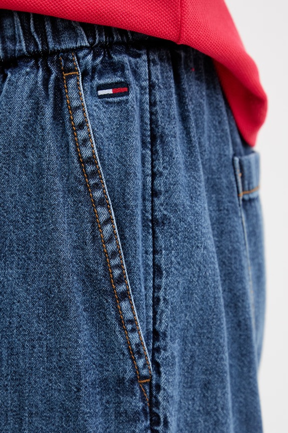 Tommy Jeans hlače ženske pamuk plava DW0DW23008