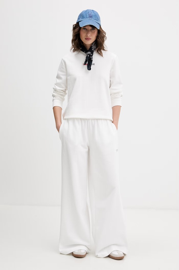 Tommy Jeans teplákové nohavice dámske bavlnené DW0DW22735 béžová SS26
