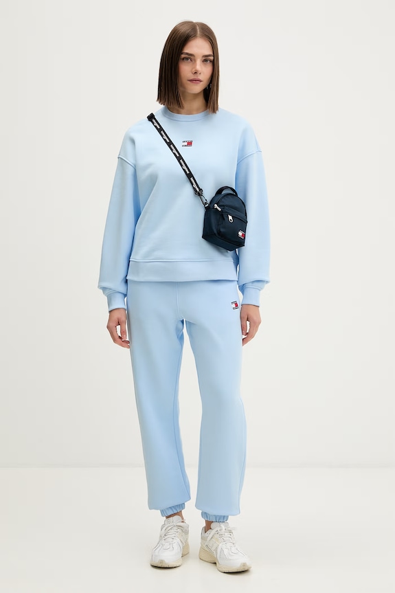 Tommy Jeans pantaloni da tuta da donna in cotone DW0DW22780 blu SS26