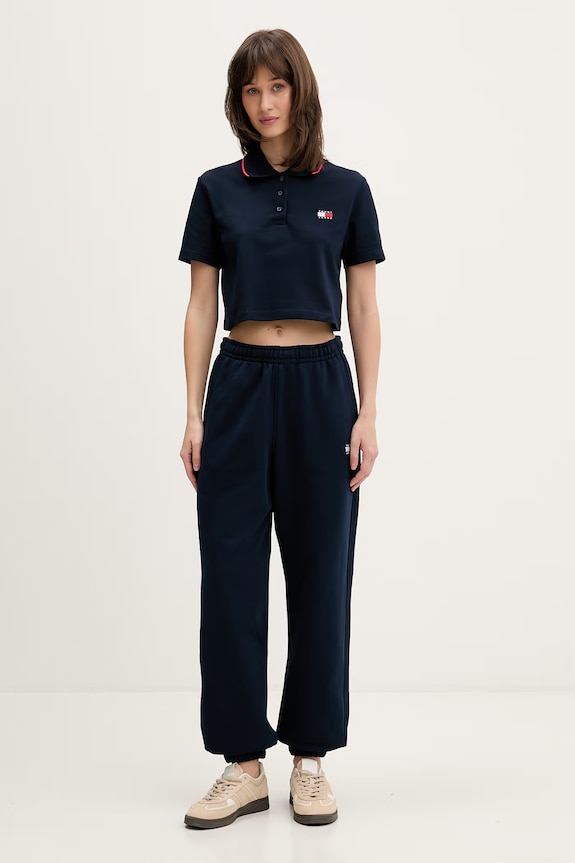Tommy Jeans pantaloni de trening pentru femei, din bumbac DW0DW22780 bleumarin SS26