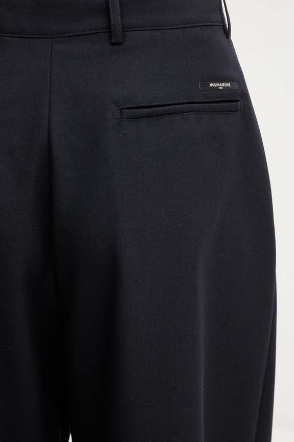 Maison Kitsuné Carrot pantaloni cu amestec de lână pentru femei bleumarin QW01107WT3031