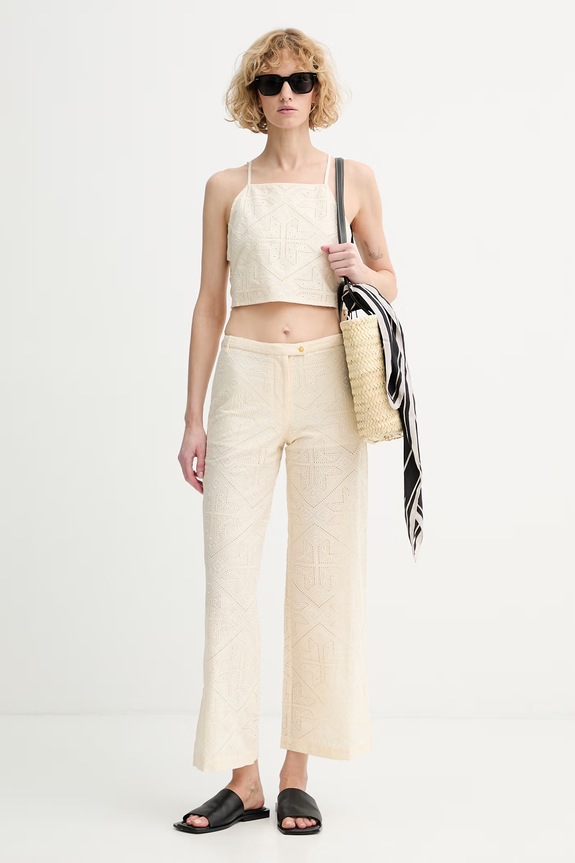 Sessun pantaloni culottes pentru femei, din bumbac 26207015 bej SS26