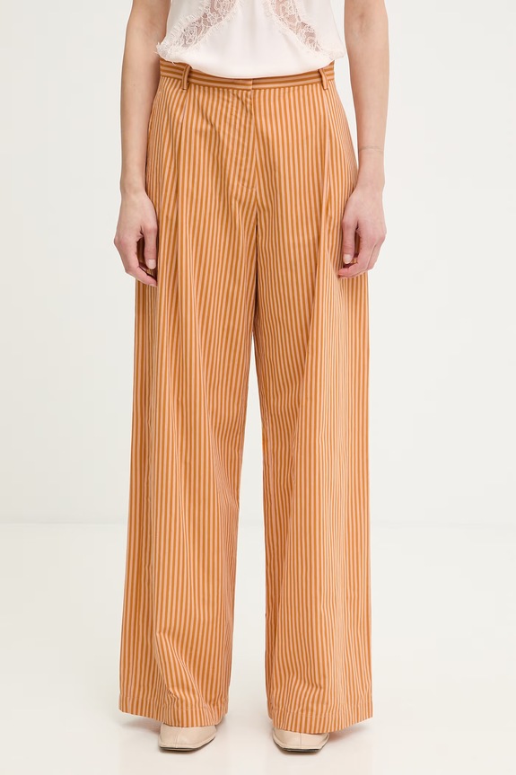 Sessun pantaloni wide leg pentru femei, din bumbac portocaliu 26207029