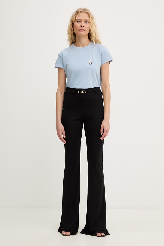 Just Cavalli pantaloni evazați pentru femei 80PAC101.J0253 negru SS26