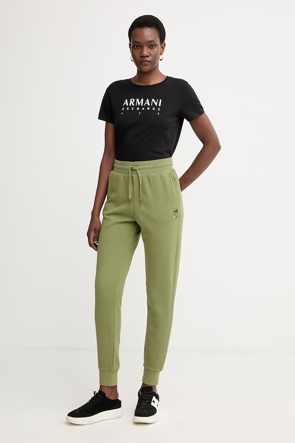 Armani Exchange teplákové nohavice dámske bavlnené XW001733.AF18990 zelená SS26