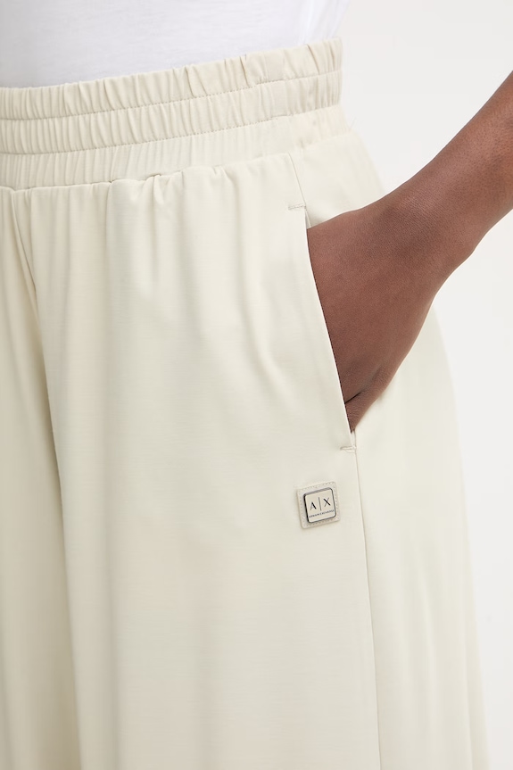 Armani Exchange pantaloni culottes pentru femei, cu vâscoză verde XW002051.AF21296