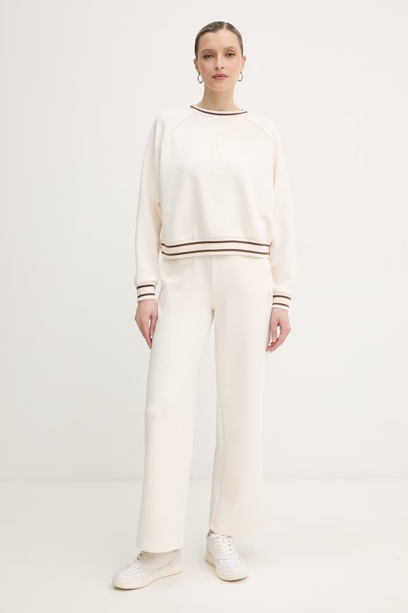 Armani Exchange teplákové nohavice dámske s viskózou XW002073.AF10804 béžová SS26
