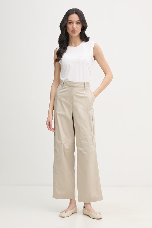 DKNY spodnie damskie P6CK0EII beżowy SS26