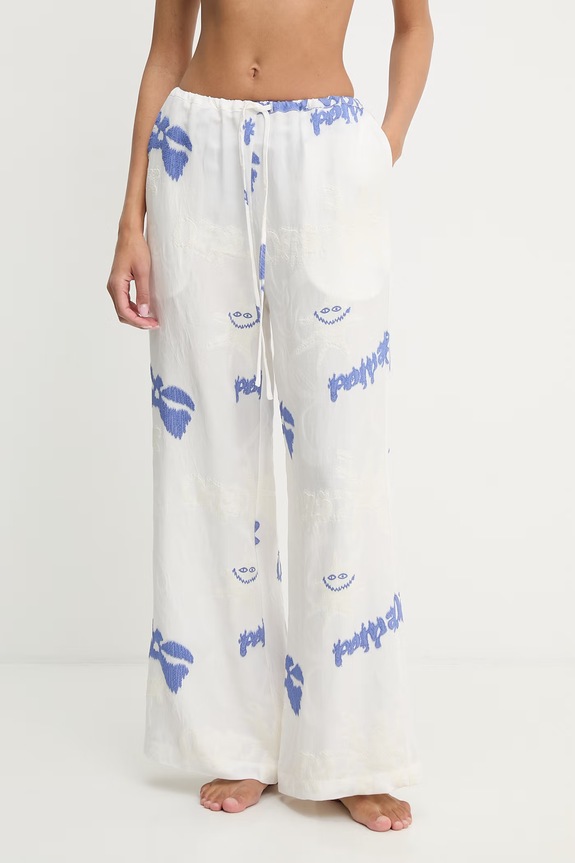 OAS pantaloni pentru femei, cu lyocell alb 502003.6754