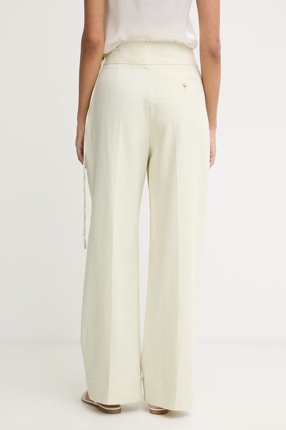 Oblečenie BOSS Orange nohavice wide leg dámske s prímesou ľanu C Talily 50556552 zelená