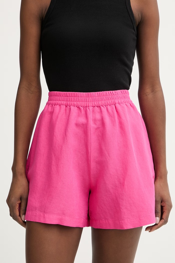 BOSS Orange pantaloni scurți pentru femei, din in C Tallan roz 50559251