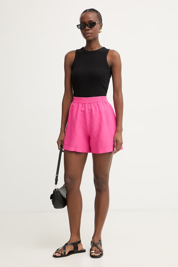BOSS Orange pantaloni scurți pentru femei, din in C Tallan 50559251 roz SS26
