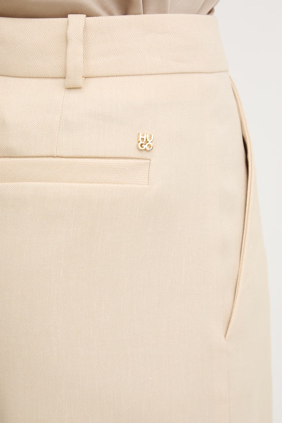 HUGO pantaloni de costum pentru femei, cu amestec de in Halati bej 50559839