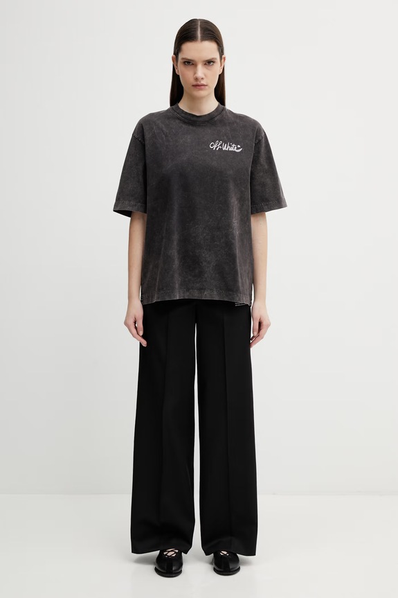 Vunene hlače Off-White 2CA174C99FAB002 crna