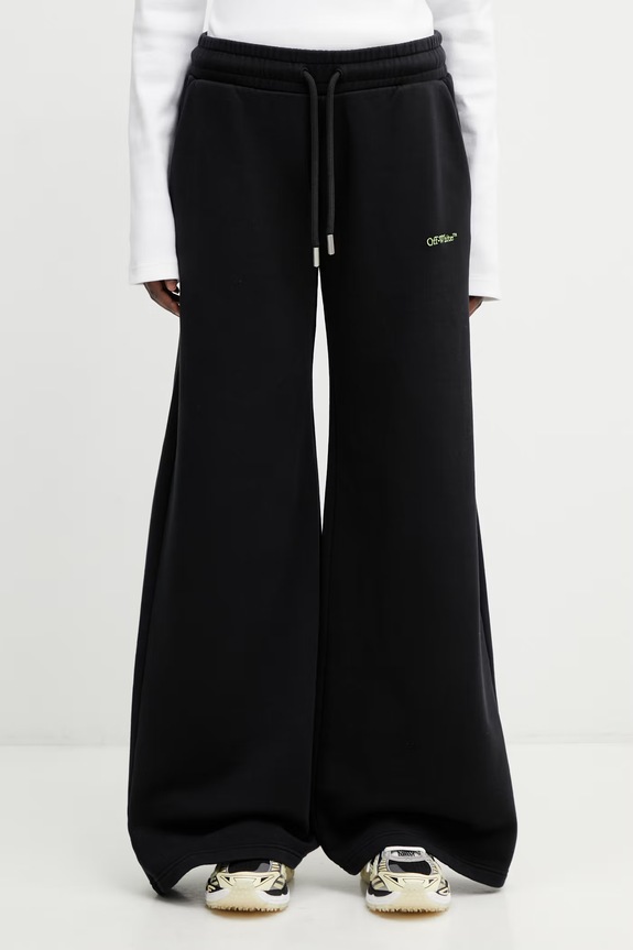 Off-White Bookish Reg pantaloni de trening pentru femei din bumbac negru 2CH022S26FLE001