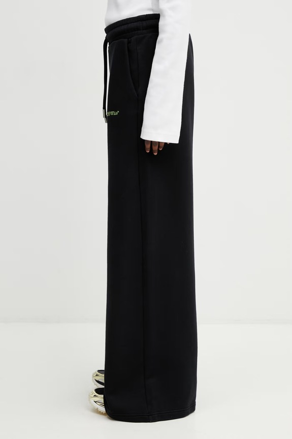 Off-White Bookish Reg pantaloni de trening pentru femei din bumbac 2CH022S26FLE001 negru SS26