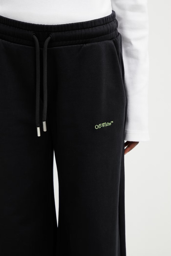Off-White Bookish Reg pantaloni de trening pentru femei din bumbac negru 2CH022S26FLE001