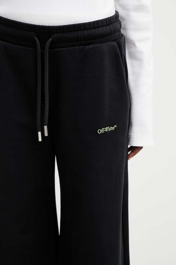 Off-White Bookish Reg pantaloni de trening pentru femei din bumbac negru 2CH022S26FLE001