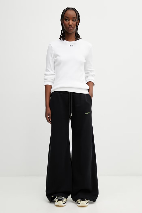 Off-White Bookish Reg pantaloni de trening pentru femei din bumbac 2CH022S26FLE001 negru